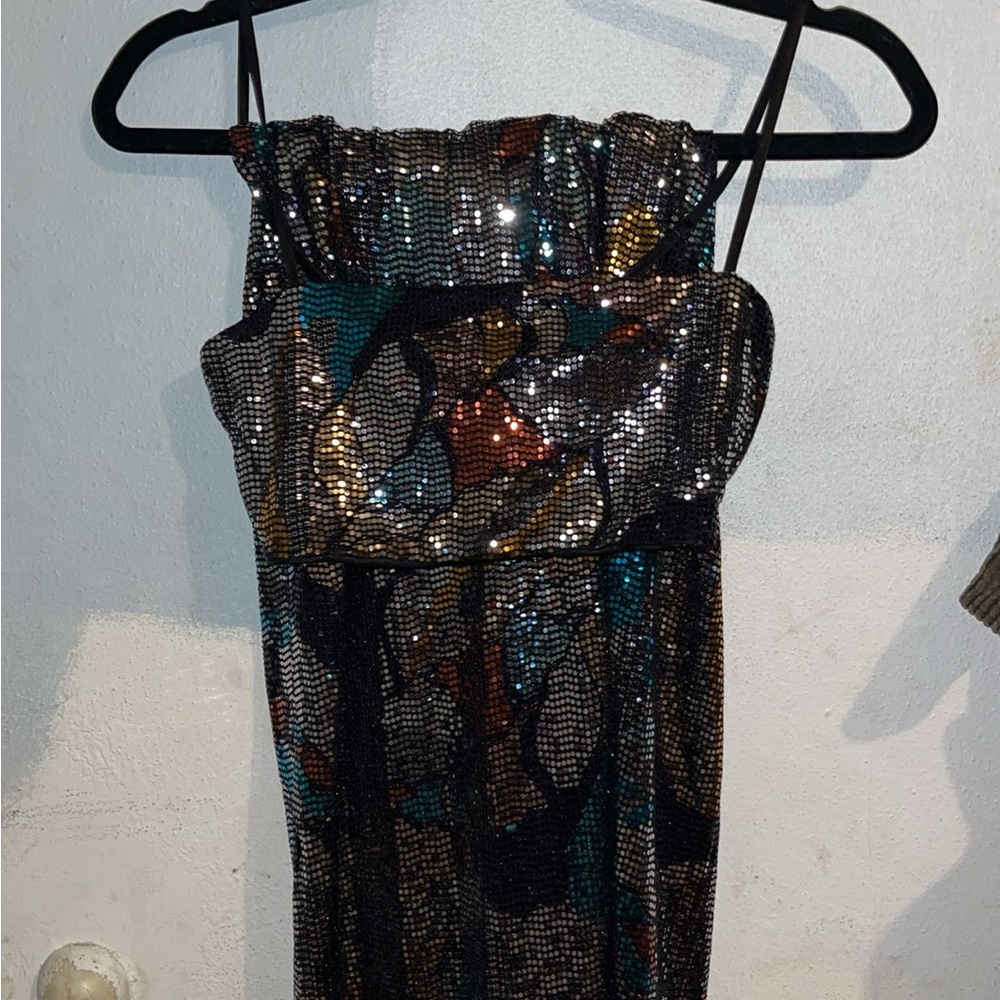 12th Tribe Multicolor Strapless Sequin Dress - image 1